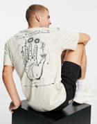 Only & Sons Oversized T-shirt With Hand Of Destiny Back Print In Beige-neutral