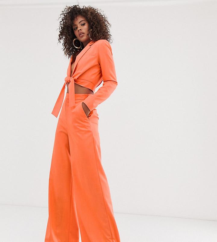 Asos Design Tall Extreme High Waist Wide Leg Suit Pants - Orange