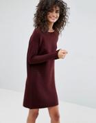 Asos Sweater Dress In Ripple Stitch - Red