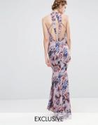 Jarlo Wedding High Neck Maxi Dress With Fishtail And Detailed Back - Multi Color