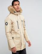 Good For Nothing Parka With Faux Fur Hood - Beige