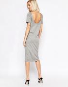 Selected Midi Dress With Scoop Back - Gray