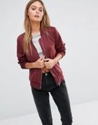 New Look Sateen Bomber - Red