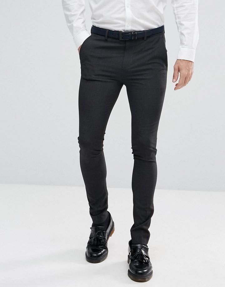 Asos Extreme Super Skinny Smart Pants In Charcoal - Gray