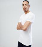 Asos Design Tall Super Longline Muscle Long Sleeve T-shirt With Curved Hem In White - White