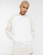 Asos Design Oversized Hoodie In White With Beige Sleeves
