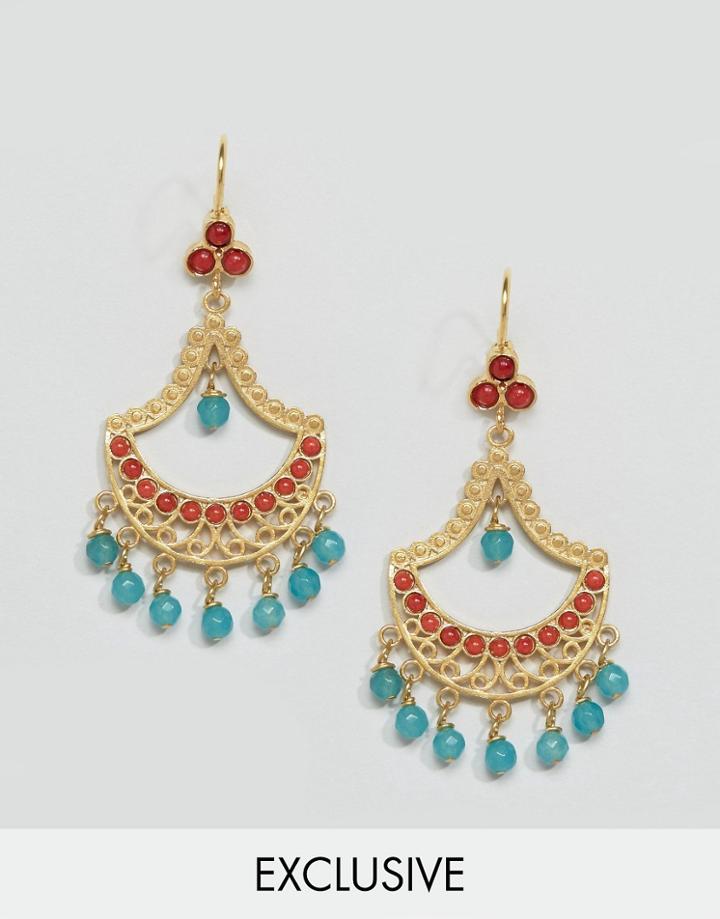Ottoman Hands Exclusive Statement Beaded Drop Earrings - Gold