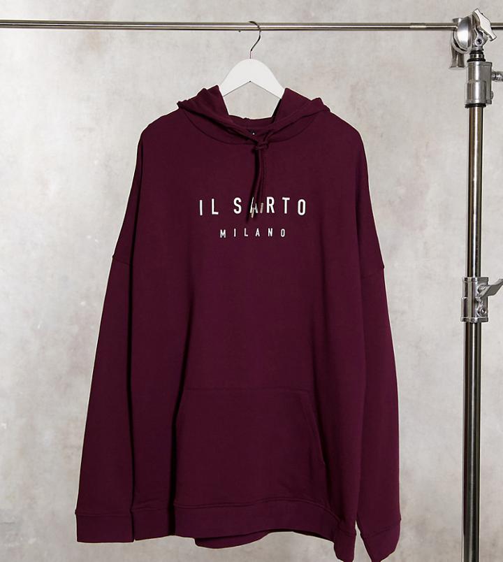 Il Sarto Curve Oversized Hoodie In Burgundy-red