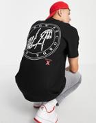Topman Oversized Fit T-shirt With Front And Back Death Row Bones Print In Black