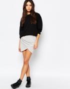 Daisy Street Wrap Front Mini Skirt - Gray Marl