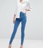 Asos Design Tall Ridley High Waist Skinny Jeans In Lily Wash - Blue
