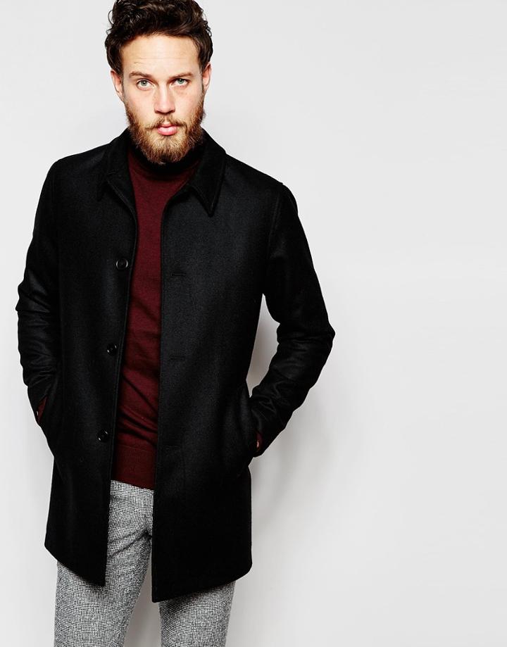 Heart & Dagger Wool Trench - Black