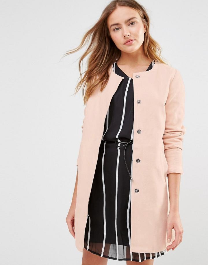 Ichi Collarless Swing Jacket - Pink