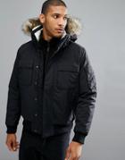 Jack Wolfskin Brockton Jacket With Faux Fur Hood In Black - Black