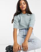 Jdy Sweater With Short Puff Sleeves In Blue