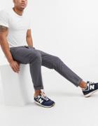 Asos Design Tapered Chinos In Dark Gray-grey