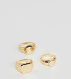 Designb London Signet & Pinkie Rings In 3 Pack In Gold Exclusive To Asos - Silver
