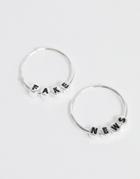 Asos Design 'fake News' Hoop Earrings In Silver Tone
