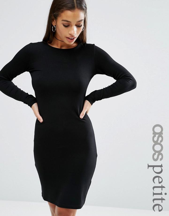 Asos Petite Long Sleeve Bodycon Mini Dress - Black