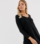 Boohoo Basic V Neck Sweater Dress In Black - Black