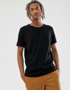 Weekday Dark Raw Edge T-shirt In Black
