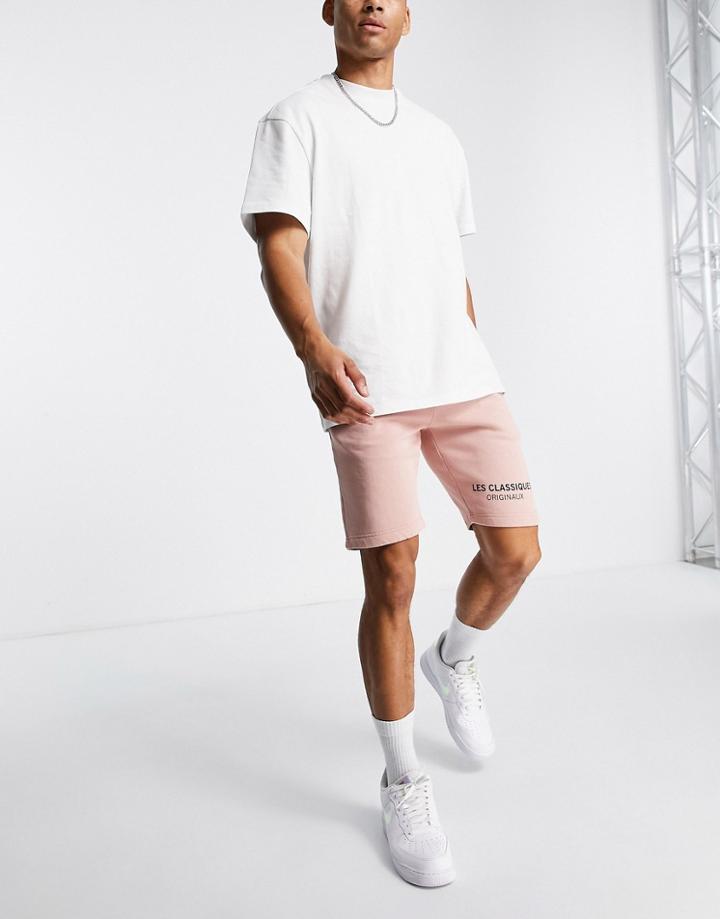 Only & Sons Branded Logo Oversized Shorts In Pink