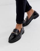 Ben Sherman Wide Fit Metal Bar Leather Loafer In Black - Black