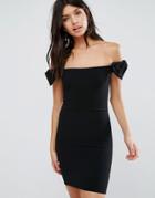 Oh My Love Off The Shoulder Mini Dress With Bow - Black