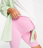 Asos Design Maternity Over The Bump Cotton Legging Shorts In Pink - Part Of A Set