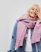 Asos Oversized Square Scarf In Gingham Check - Pink