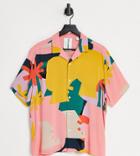 Collusion Unisex Camp Collar Shirt In Abstract Print-multi