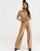Emory Park Velvet Retro Jumpsuit With Zip Front