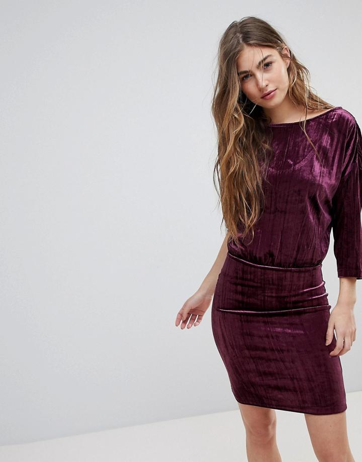 Blend She Crush Velvet Party Dress - Purple