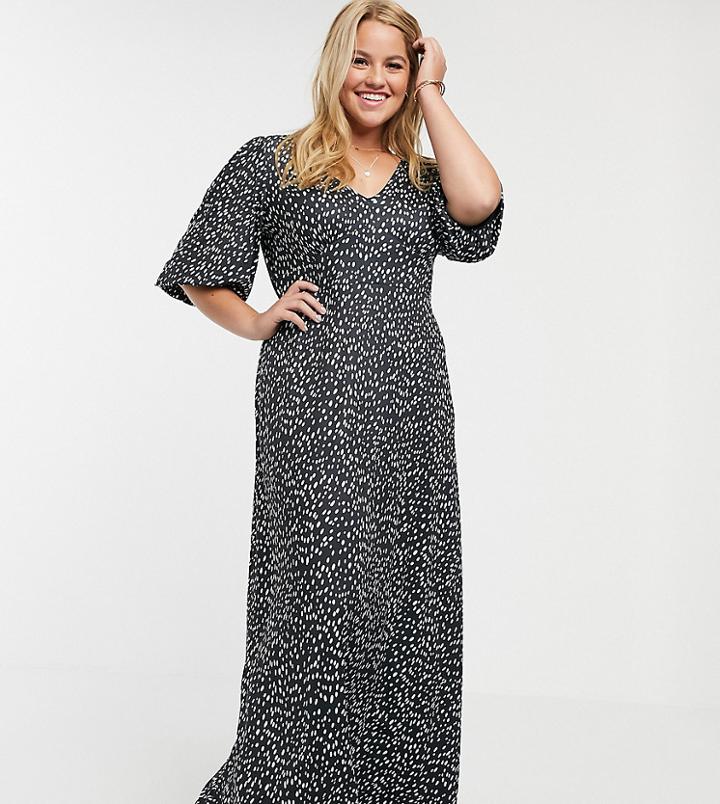 Asos Design Curve Slinky Tea Maxi Dress In Polka Dot-multi