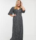 Asos Design Curve Slinky Tea Maxi Dress In Polka Dot-multi