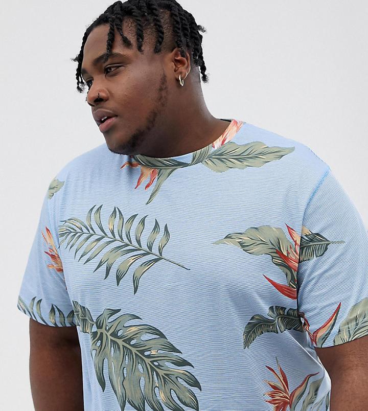 Duke King Size T-shirt With Hawaiian Print - Blue