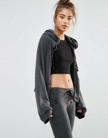 Wildfox Gray Hideout Hoodie - Dirty Black