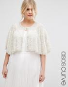 Asos Curve Occasion Cape With Pearl Beads - Cream