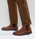 Asos Wide Fit Chelsea Boots In Brown Leather With Black Contrast Sole - Brown