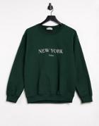 In The Style X Lorna Luxe Exclusive New York Oversized Sweatshirt In Emerald Green