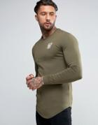 Siksilk Long Sleeve Muscle T-shirt In Khaki - Green