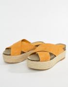 Mango Flatform Espadrille Slider In Yellow - Yellow
