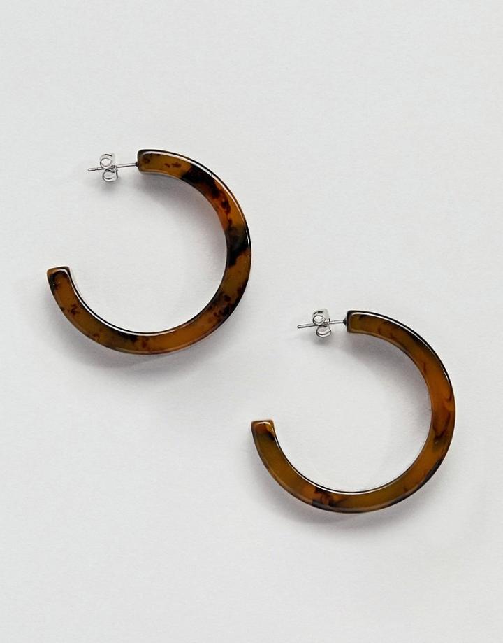Pieces Tortoiseshell Hoop Earring - Brown