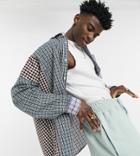 Collusion 90s Oversized Mixed Check Shirt-multi