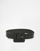 Warehouse Stitch Edge Leather Waist Belt - Black