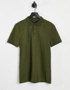 Asos Design Muscle Fit Jersey Polo In Khaki-green
