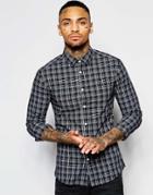 Asos Skinny Shirt In Check With Long Sleeves - Black