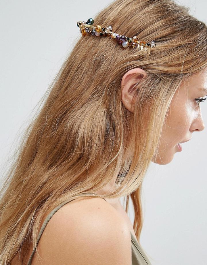 Asos Occasion Pretty Beaded Back Headband - Multi