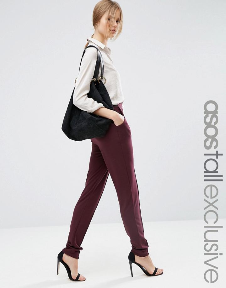 Asos Tall Pintuck Peg Trouser - Red