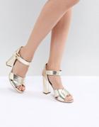 Love Moschino Heart Buckle Heeled Sandal - Gold